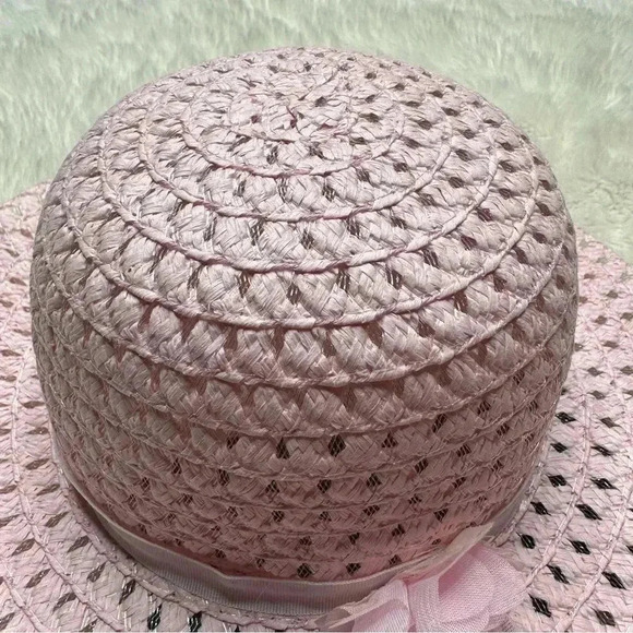 Pink Straw Hat Girls Flower Size 5T - Picture 7 of 16